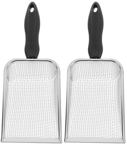 Toyvian 2 pezzi Palette Spiaggia in Acciaio Inossidabile con Rete Filtrante Pala Leggera per Sabbia e Raccolta Conchiglie Multiuso per Spiaggia e Pulizia Lettiere Animali