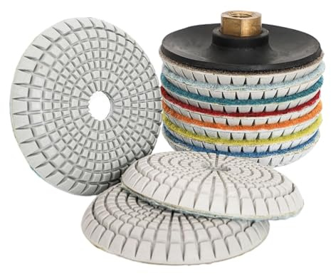 GUIPENG 7 Stück 4 Zoll 100 mm Diamant-Schüssel-Nassschleifpad Marmor Steinfliesen Quarz-Polierpad Arc Bowl Schleifpolierplatte(100)