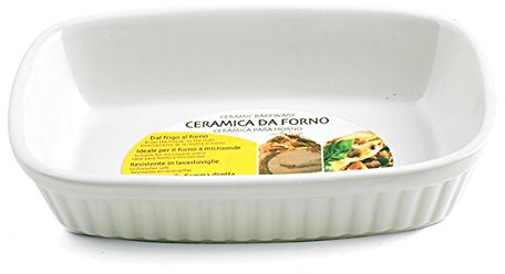 Home 0 Pirofila Rettangolare, 23.5x18x5 cm, Ceramica, Bianco, 23x18x5 cm