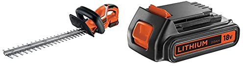 BLACK+DECKER Taille-Haies Sans Fil 18V, Taille-Haies Electrique 45 cm avec Batterie 2 Ah, Ecartement 18 mm & Batterie Lithium 18V 2 Ah, Compatible avec Tous Les Outils 18V BLACK+DECKER