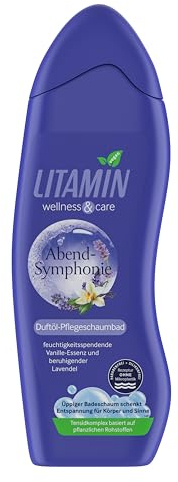LITAMIN Abendsymphonie Duft-Pflegeschaumbad 750ml - mit Lavendel & Vanille-Essenz reinigt sanft und enthält keine Mikroplastikpartikel, ist paraben- und silikonfrei