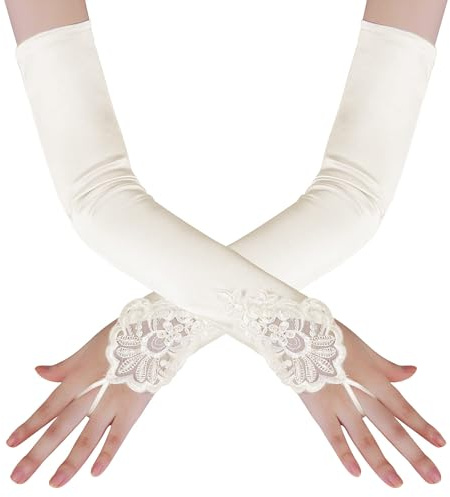 BABEYOND Long Opera Party 20s Satin Gloves Tea Party Stretchy Adult Size Elbow Length