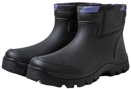 jessie Rain Boots for Men PVC Waterproof Rubber Boots Mud Boot Short Ankle Boots