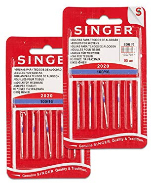 Singer Kit di 2 confezioni di aghi 806R 2020 100/16 tessuti di cotone per macchine da cucire 130/705 H (Set 10 unità)