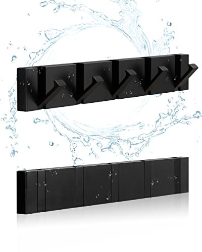 MrsJeggy 2 in a Box，Black Wall Hooks，Towel Hooks for Bathroom Wall Mounted，Coat Hooks，Perforated or Free Perforated，Door Robe Hooks，Bathroom Towel Hook，Black Door Hook，Also for Balcony，Kitchen.