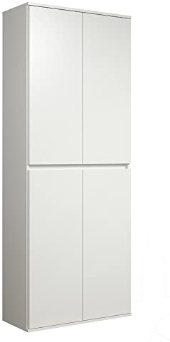 trendteam smart living - Nevada - Mehrzweckschrank - Weiß - Schrank mit 4 Türen, 6 Einlegeböden und 1 Kleiderstange - (BxHxT) 74 x 191 x 34 cm - grifflose Türen