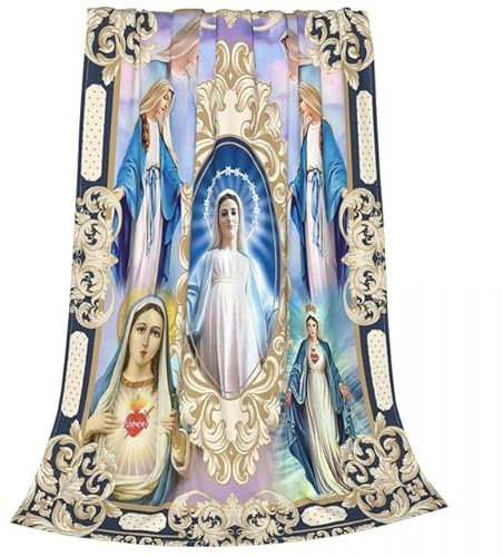 Jesus Jungfrau Maria Christlich Katholische Decken Warm und bequem, weich im Griff Fleece Frühling Herbst Warme Überwurfdecke für Zuhause Decke 150x200cm
