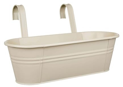 BUTLERS Zinkeimer/Blumenkasten zum Hängen mit abnehmbaren Haltegriffen aus Metall 50 x 20 cm -ZINC- Hängende Blumentopf für den Außenbereich | Planztopf für Balkongeländer