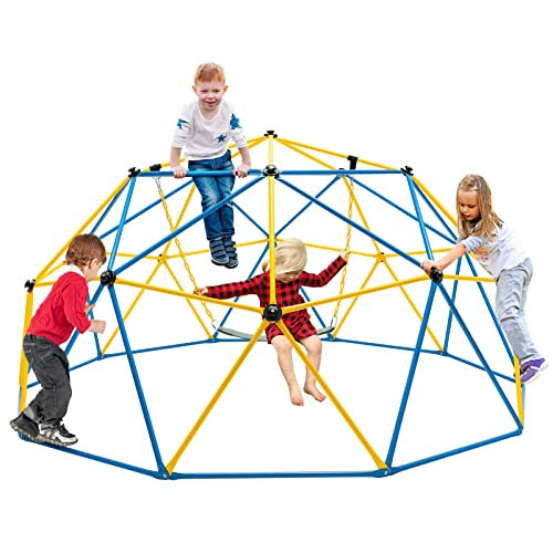 GOPLUS - Cúpula de escalada infantil con columpio, carga máxima de 360 kg, zona de juegos avc marco de metal, para interior y exterior, para niños de 3 a 10 años, 305 x 305 x 156 cm (amarillo)