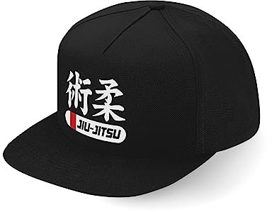 Lauthings Brasiliansk Jiu Jitsu BJJ Kanji Martial Fullcap Flat Bill, klassisk snapback-keps, Svart, one size