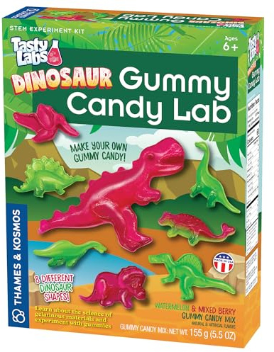 Thames & Kosmos Dinosaur Gummy Candy Lab, Tasty Labs STEM Experiment Kit, Make Your Own Dinosaur-Shaped Gummies, Explore Chemistry in Cooking, Safe to Eat, Ages 6+, Made in USA