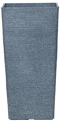 MoorGreen Malahide Tall Square Planter – Stylish Textured Dark Grey Flower Pot for Indoor & Outdoor Use, Ideal for Modern Homes, Patios, Gardens & Balconies.