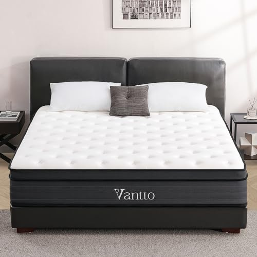 Vantto Double Mattress 4FT6, 10 Inch Memory Foam Hybrid Mattress with Breathable Fabric and Pocket Spring for Motion Isolation, Medium Firm, 135x190x25 cm