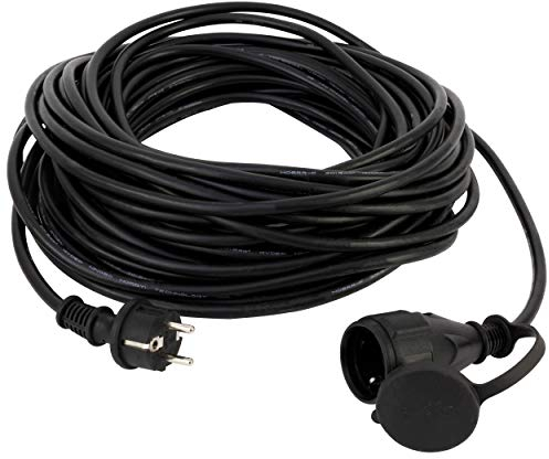 REV Verlängerung 10m Verlängerungskabel für den Außenbereich max. 3680W IP44 spritzwassergeschützt schwarz