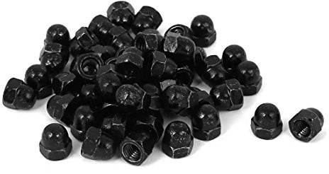 Sourcingmap Hex Cap Nuts - 50Pcs M6 Dome Nuts Carbide Steel Hexagon Decorative Cap Nut for Screws Bolts Black