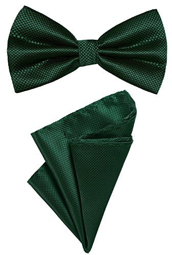 DonDon Set para hombres compuesto por un pañuelo y una pajarita a juego en color, unida y ajustable en tamaño verde oscuro