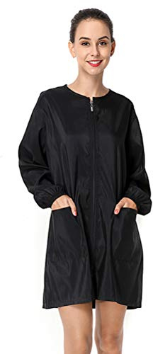 Exttlliy Polyester Fabric Salon Smock Professional Hair Stylist Jacket Waterproof Haircut Cape Barber Apron (Black, XL)