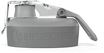 Infusion Pro Premium Fruit Infuser Water Bottle - Top and Bottom Screw On Lid Replacement with Silicone Seals - Black, Green, White, Teal, Pink (Gray)