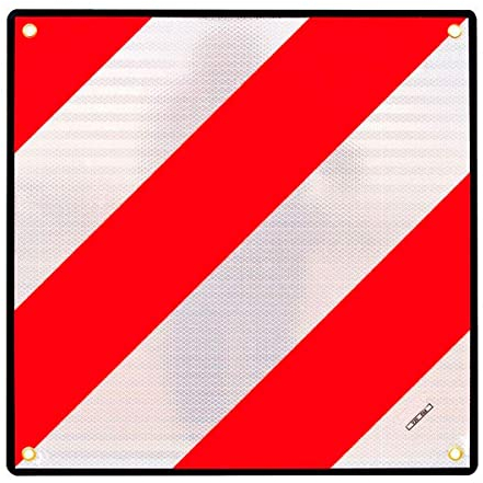 RZ TOOLS Placa V20 HOMOLOGADA Aluminio Rojo Blanco Carga Sobresaliente Bicicletas Coche 50x50 CM