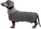 MOREZI Winterhundejacke mit wattiertem Flusenfutter, verstellbarem Klettknopf und hochklappbarem Stehkragen. Sehr gut geeignet für Dackel und kleine und mittelgroße Jagdhunde-Grau-M