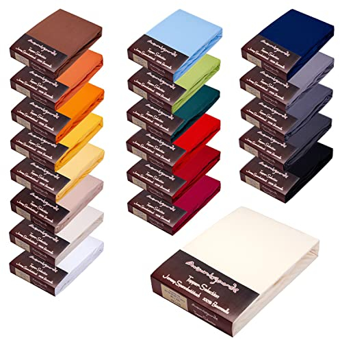 Avantgarde Topper Spannbettlaken/Spannbetttuch f. Boxspringbett - Topper - 180x200-200x220-100% Mako-Jersey-Baumwolle - Laken 165 g/m² (02 - Natur)