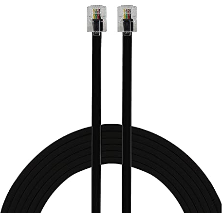 HUAZIZ 5m Câble Téléphonique RJ11 Câble Modulaire Câble Western RJ11-RJ11 Prise Câble Plat Prise Téléphonique Modem Routeur Fax ISDN DSL VDSL Internet Noir