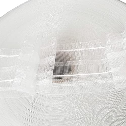 Bestlivings Faltenband mit 3er Falte Transparent 50mm (Länge: 5m - 50m), 1:2 Gardinenband zum Aufnähen für Stoffe, Gardinen und Vorhänge, Kräuselband