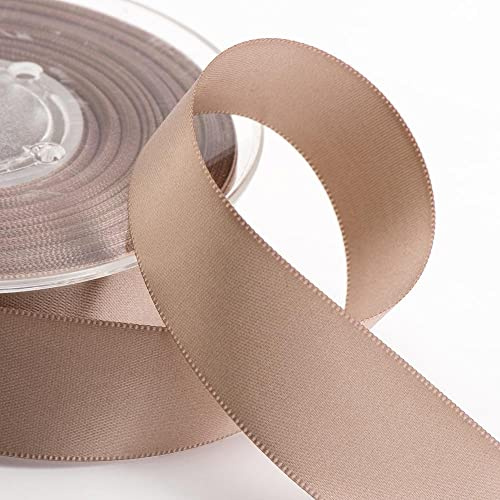 Italian Options Satin Ribbon, Fabric Ribbons for Gift Wrapping, Crafting, Balloons, Wedding Car, Presents, Cake, Christmas, Birthday, Gift Wrap Accessories, 25mm Wide x 25 Metre Roll, Taupe