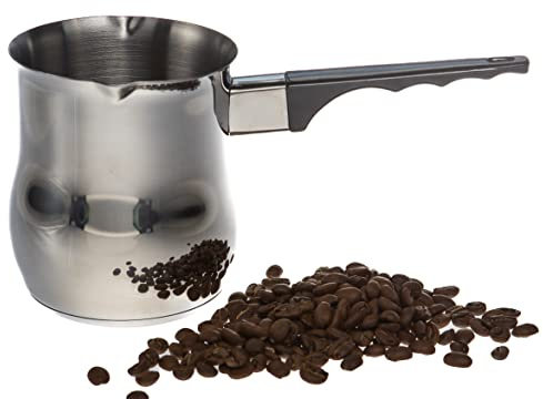 Fiesta Plus Turque - Cafetera de inducción de acero inoxidable, 750 ml, Jazwa Ibrik, olla de café turco Cezve Briki Jezve con dos boquillas