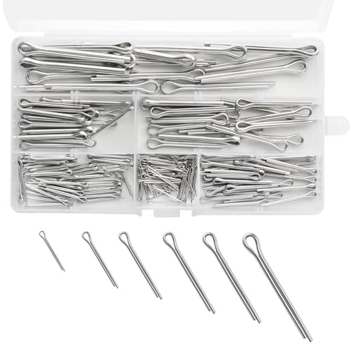 230 Stk. Splinte Set,Edelstahl Sicherungssplinte Set mit Sortimentskasten, Sicherungssplinte Set in 6 verschiedenen Größen, Splint für Autos, Gartengeräte