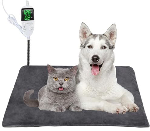Emwel Pet Heating Pad 45 * 70cm Adjustable Timer & Adjustable Temperature,Waterproof Safe Heated Pet mat for Dog Cat