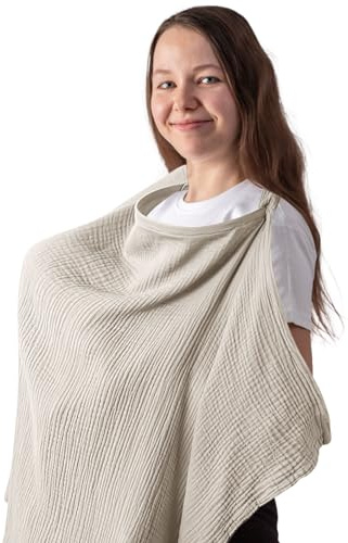 Couverture Allaitement Bebe, Couverture d'Allaitement Bébé Couverture Bebe Douce et Respirante Cache Allaitement Écharpe Allaitement Bébé Ajustable pour Mamans (light khaki)
