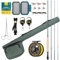 SF Fliegenruten-Kombi-Starter-Set, 4-teilig, 6WT, 9FT, Smaragdgrün, 24T, Karbonfaser, Forellen-Fliegenrute mit Rolle, Rutenetui, Fliegenbox mit Fliegen, konisches Vorfach, Knotenbindewerkzeuge
