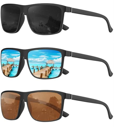 Perfectmiaoxuan 3-Pack Polarised Sunglasses for Men & Women - Lightweight TR90 Retro Frames - UV400 Protection CAT-3 HD Lenses for Driving, Fishing & Travel - Unisex Classic Shades