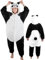 Onesie Panda Kostüm Unisex, Kuschelig Schlafanzug Einteiler Damen Herren Erwachsene mit Reißverschluss Kapuze Pyjama Kuschel Jumpsuit Tierkostüm Lang Homewear Karneval Fasching Kostüm Damen Herren