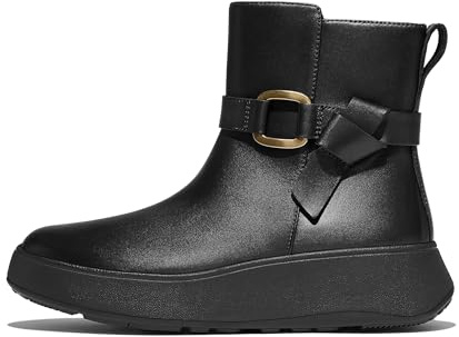 Fitflop F-mode Square-ring Leather Flatform Ankle Boots StivalettoDonna