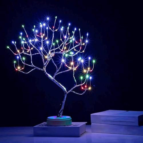 50cm Twig Lamp With 108 LEDs - Multicolour Birch USB/Battery Operated Tabletop Bonsai Wire Tree for Christmas Decorations