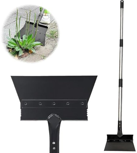 Multifunktionale Gartenschaufel mit Stiel(130cm), Manganstahl Reinigungsschaufel mit stiel für Unkraut und Moos, Outdoor Schaberspaten für Terrasse, Deck, Garten, Wand, Garage