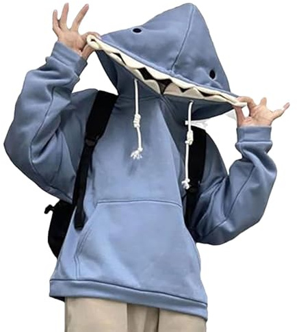 Shark Sweatshirt,Söta blå haj hoodies | Par Pullover Animal Hooded Cartoon | Sweatshirt för män kvinnor