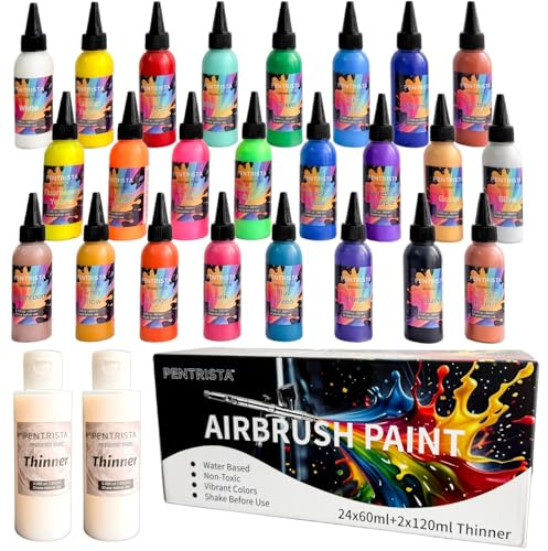 PENTRISTA Pintura para aerógrafo, 24 x 60 ml+2 x 120 ml diluyente