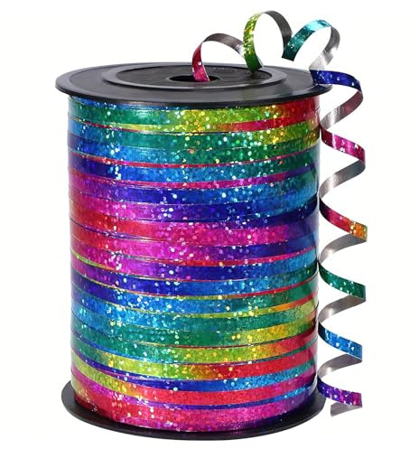 500 yards Bobine Ruban, Ruban Cadeau Couleurs de 400m x 5mm de Ballon Brillant pour Accessoire de Décoration Mariage, Bricolage, Fête et Emballage Cadeau