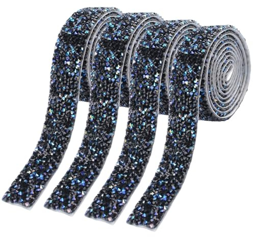 MOROBOR Bordo per carta da parati glitterato, 4 pezzi, modanatura flessibile da parete, autoadesiva, modanatura a soffitto per camera da letto, foto, specchio, mobili, cornici, colore nero