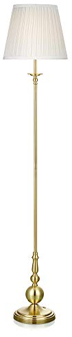 IMPERIA Stehleuchte von Markslöjd - elegante Stehleuchte mit Messingfarbstahlsockel und einem wunderschönen cremefarbenen trommelförmigen Lampenschirm für das Wohn- oder Schlafzimmer. E27-Fassung für 60W Lampen- / Halogen- / Niedrigenergie- oder LED-Lichtquellen