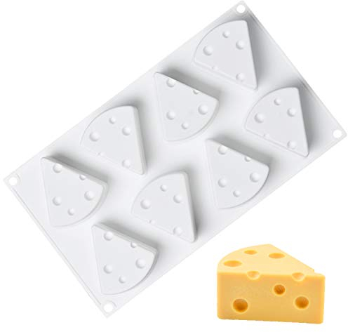 OCPO KITCHEN Schokoladenform Silikon, 3D-Käse-Silikonformen, Antihaft Desserts Form BPA Frei für Pudding, Gelee, Dessert, Trüffel, Brotbrot, Schokolade, Eiswürfel, Seife, Jelly (8 Mulden)