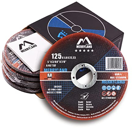 Merryland Dischi da Taglio 125 Ferro Metallo Acciaio per Smerigliatrice Angolare, 125 X 1,0 mm Disco Flessibili 25 Pezzi, Esperto-line E11081042