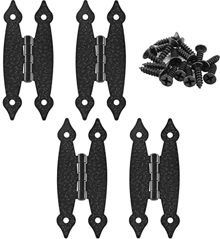 Murtenze 3.5 Inch Black Antique H Hinge 4 Pack Cold Rolled Steel