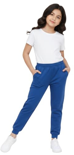 LUXFAB Kids Unisex Fleece Jogging Bottoms Boys Girls Sports PE Joggers Pull On Trousers School Play Soft Jog Pants Sizes 1-14 Royal Blue