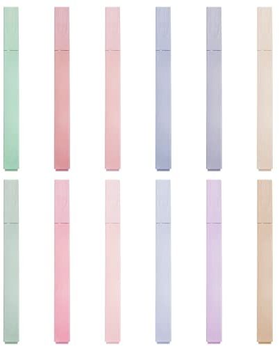 12-teiliges Textmarker, niedliche Markierung, Schlüsselpunkte,Farben, kreativer Textmarker mit Keilspitze für Notizen, Tagebuch, Lernutensilien, Schreiben, Zeichnen.