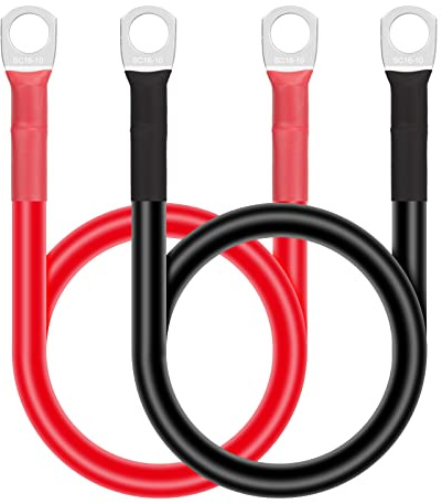 GUNGY Batteriekabel 14mm² 50cm Batterie Kabel 12V Auto Starthilfekabel 6AWG Kupferkabel mit M10 Ringklemmen für Auto LKW Motorrad Solar Marine Rot und Schwarz 2 Stück