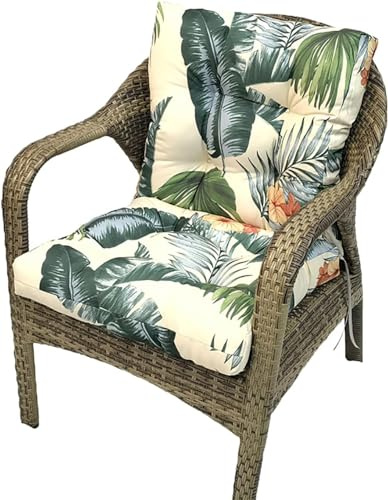 uyeoco Cojines Sillas Jardin con Respaldo Bajo Exterior Impermeable | Colchoneta para Silla Exterior y Interior Sofa - Almohada para El Asiento y El Respaldo (Color : 1#, Size : 106X53CM)